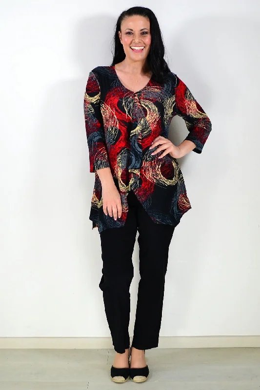 Massive Deals Black Tunic Top Circular Print