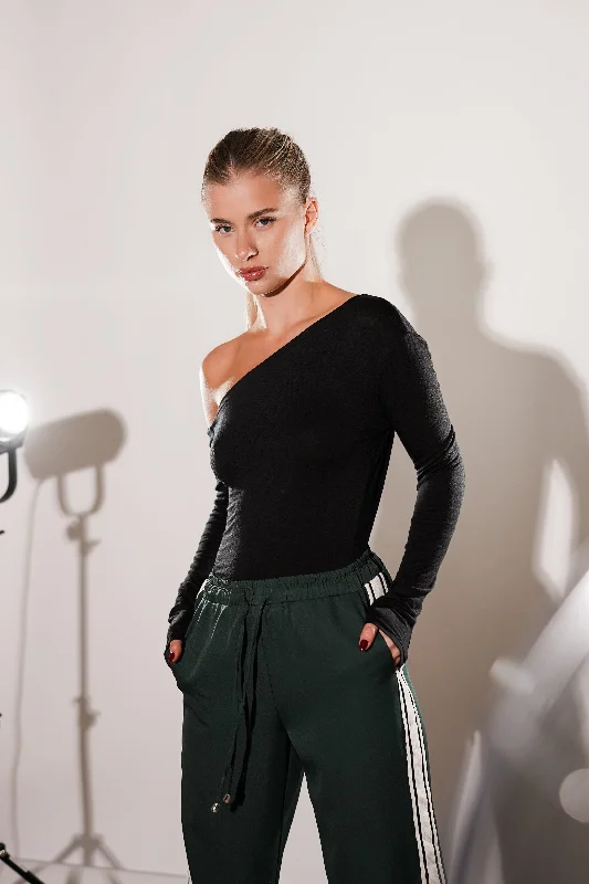 Limited Offer One shoulder top zwart - Veerle