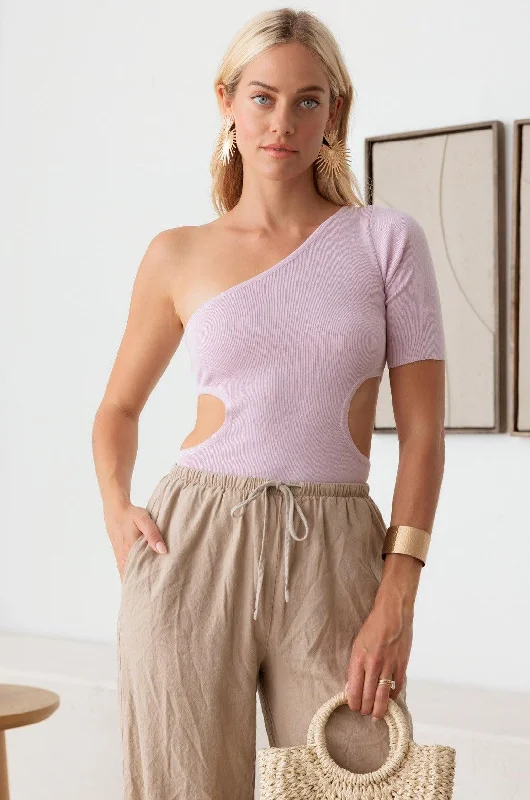 Unbeatable Prices One Shoulder Side Cut-Out Stretchy Bodysuit