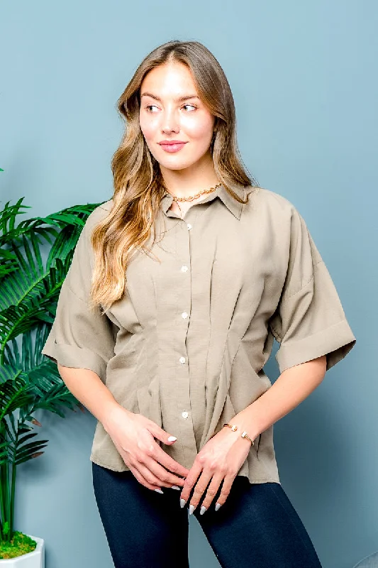 Exclusive Savings Short Sleeve Button Down Top (16146)