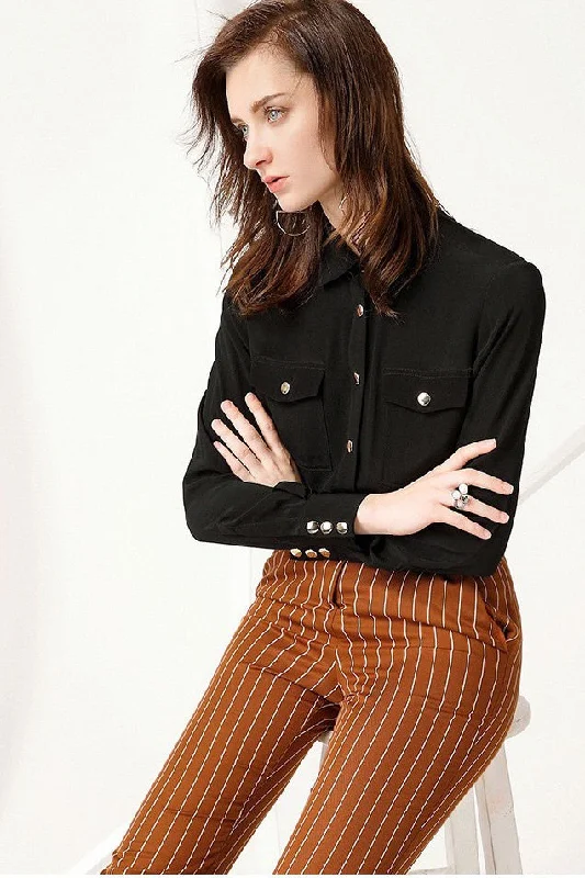 Weekend Specials to Enjoy Shirt Collar Tencel Blouse