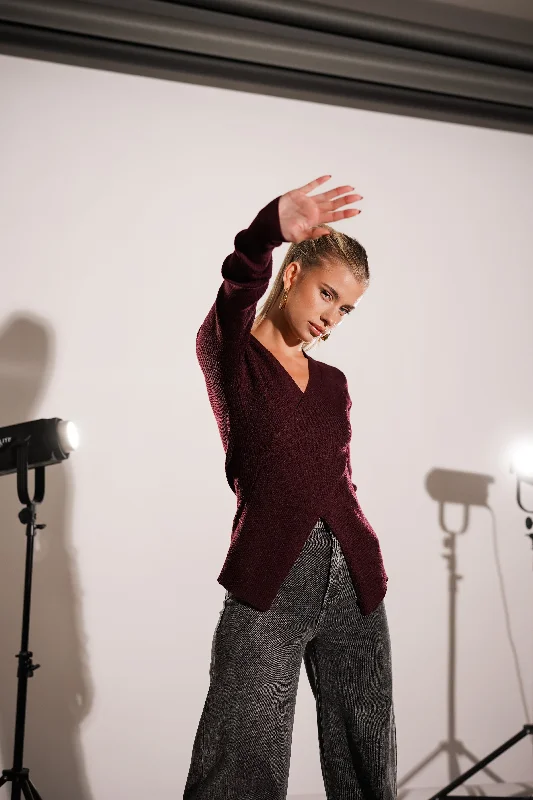 Price Buster Top dames met overslag burgundy - Imani