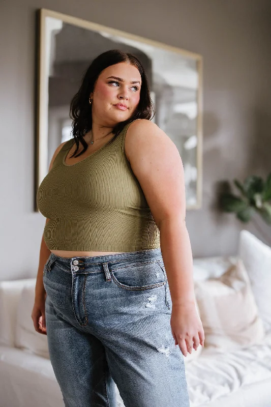 Weekend Extravaganza: Shop Now Relevant Ribbed Seamless Reversible Tank in Moss