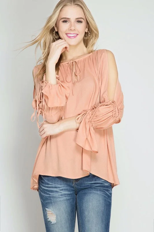 Buy Now Blouse W/ Open Tie Sleeves
