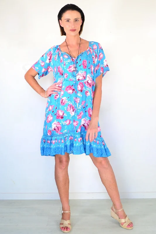 Amazing Value Turquoise Blue Floral Tunic Dress