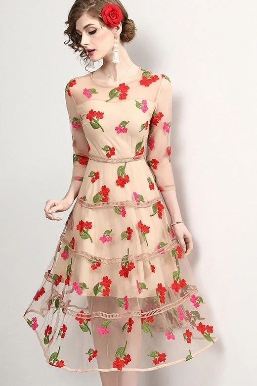 Weekend Deals That Spark Floral Embroidered Tier Dress