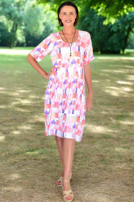 Special Savings Aliya Watercolour Geometric Print Dress