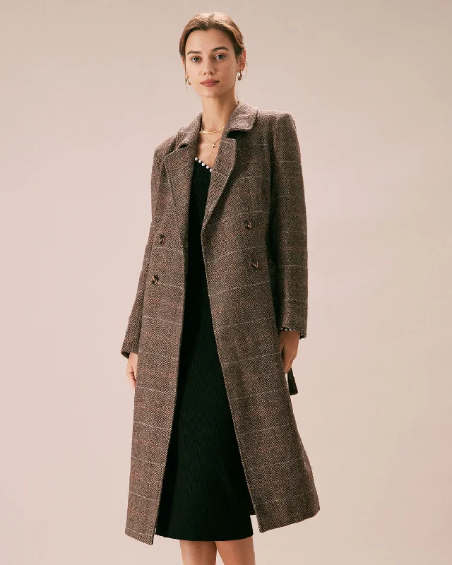 Weekend Deals That Sparkle The Coffee Lapel Belted Double Breasted Coat