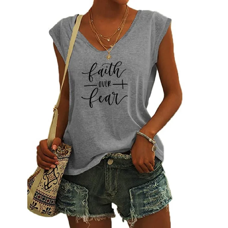Daily Special Faith Over Feac shirts for women drop  t-shirts american clothing tshirts with tshirt custom logo printed y2k cotton shirt