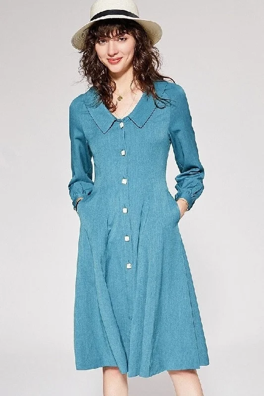 Weekend Savings Galore Collar Dress W/ Square Buttons