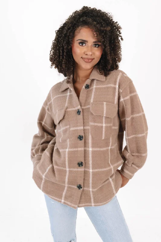 Weekend Specials to Cherish Z Supply Plaid Tucker Jacket - Heather Taupe