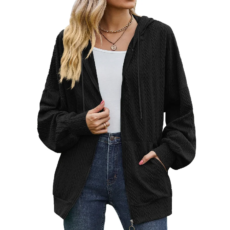 Don't Miss Out Zipper Solid Color Loose Sweatshirt Cardigan Wholesale Womens Clothing N3823112800054 Don't Miss Out Zipper Solid Color Loose Sweatshirt Cardigan Wholesale Womens Clothing N3823112800054