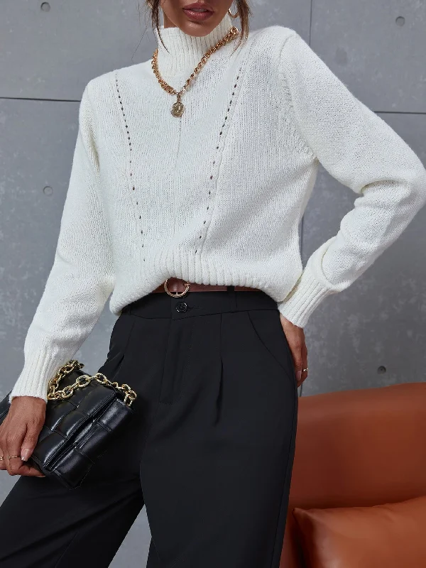 Clearance Event Casual Plain Long Sleeve Stand Collar Regular Women Sweater