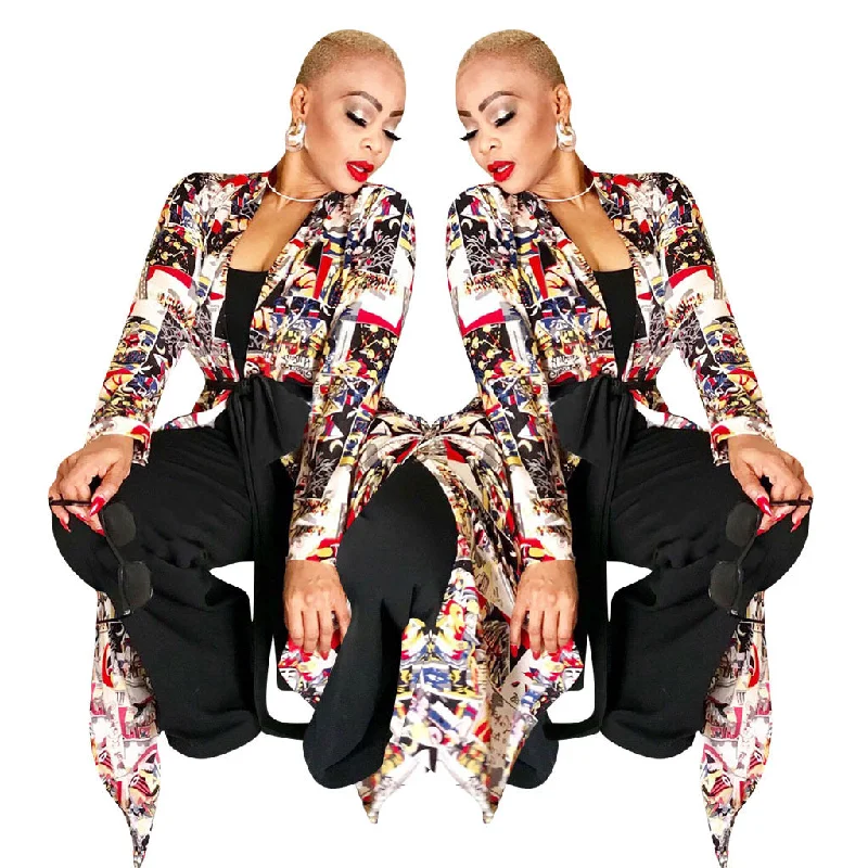 Weekend Savings Bonanza Clothing Factory Wholesale Autumn Print Long Blouse Shirt Women African Sexy Boho Designer Top with Pockets