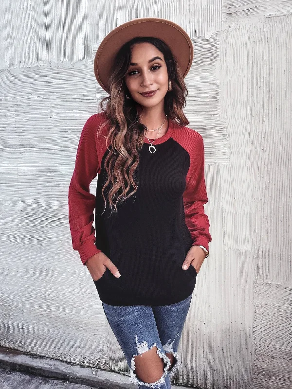 Weekend Deals to Brighten Your Day Casual Colorblock Long Sleeve Round Neck Regular Women Sweatshirt