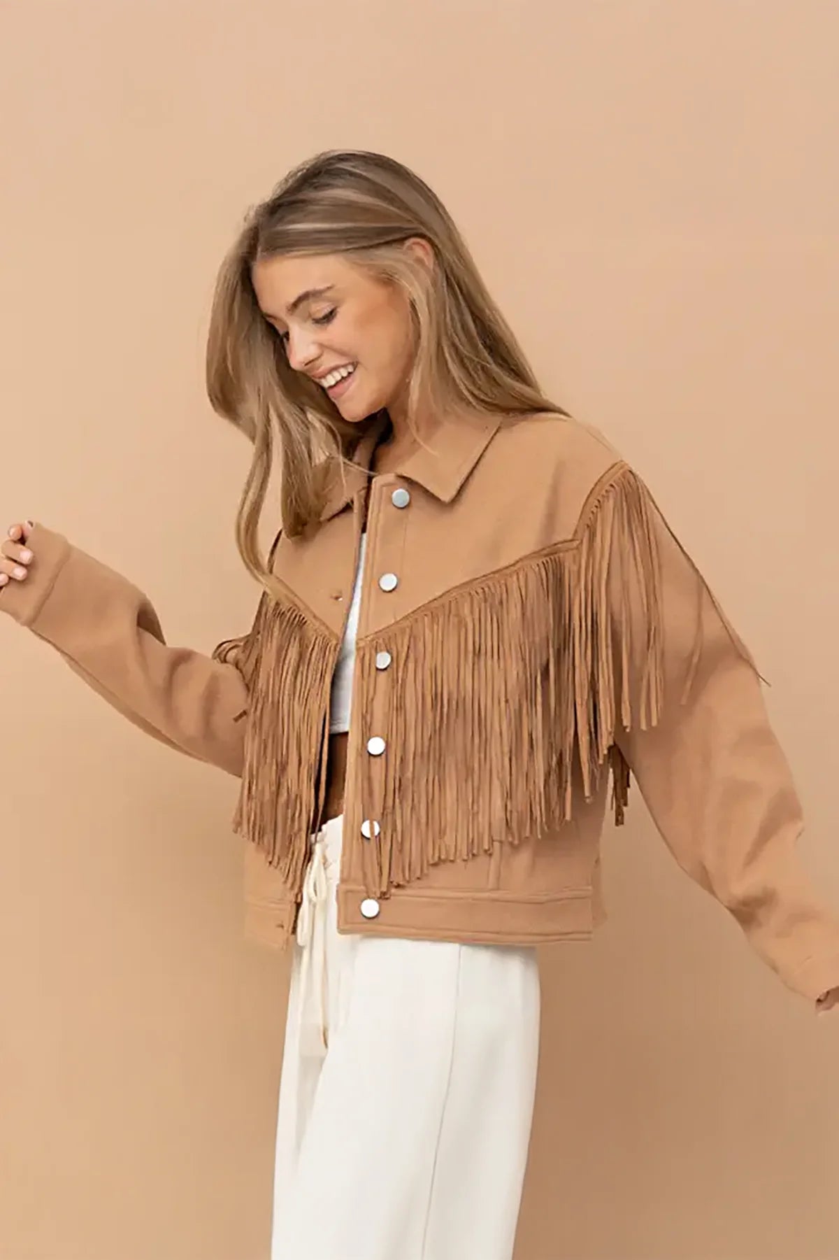 Weekend Deals That Spark Flannel Fringe Detailed Button Down Jacket