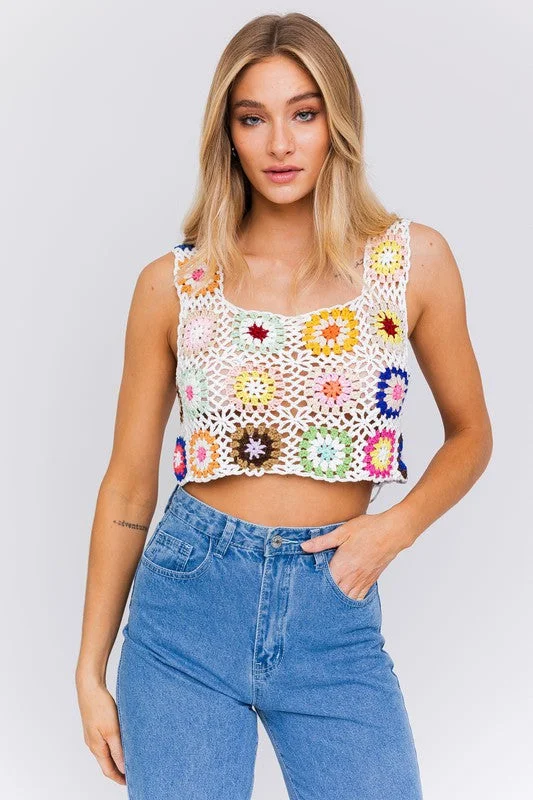 Price Meltdown Sleeveless Multi Crochet Top