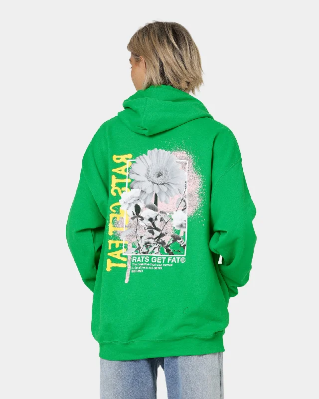 Extra Savings Rats Get Fat Paint Flower Hoodie Green