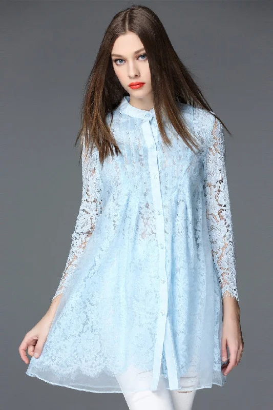 Online Only Lace Organza Long Top
