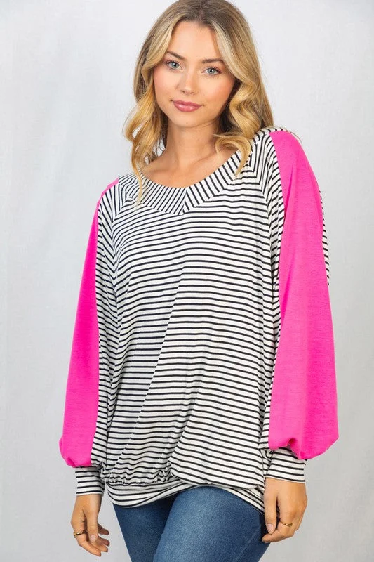 Weekend Offers That Shine Long Sleeve Striped Knit Top