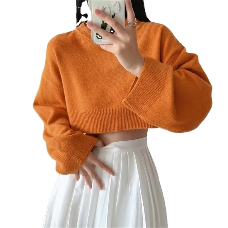 Celebrate the Weekend with Discounts 2024 spring new high-quality fashion women's round neck solid color loose short sexy knitwear Celebrate the Weekend with Discounts 2024 spring new high-quality fashion women's round neck solid color loose short sexy knitwear