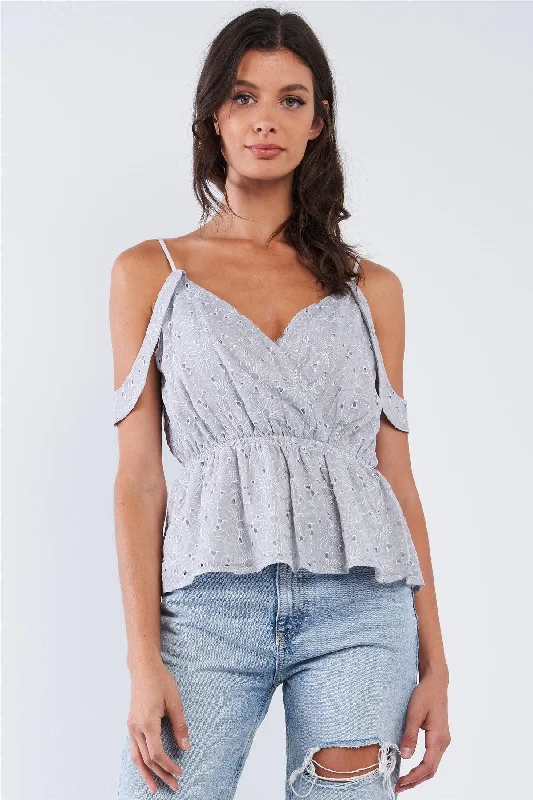 Weekend Offers That Excite Floral Crochet V-Neck Off-The-Shoulder Top
