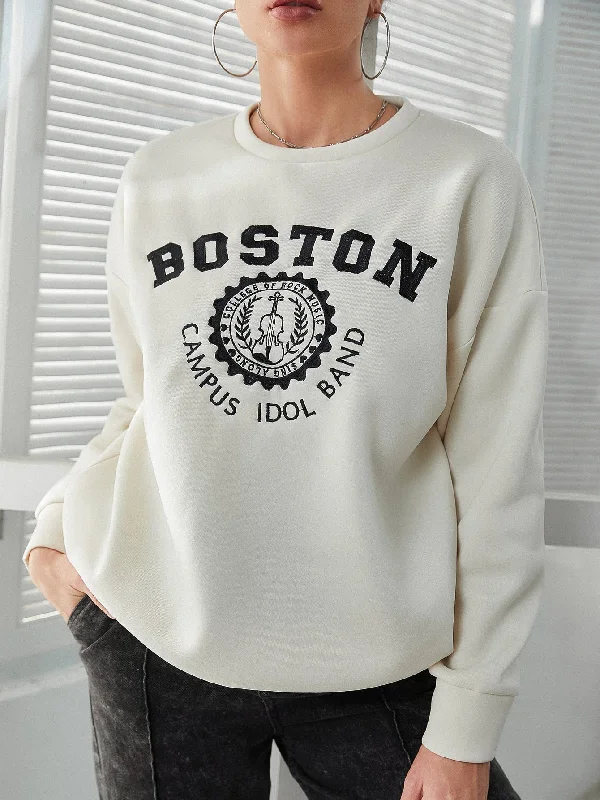 Value Deals Casual Letter Embroidery Long Sleeve Round Neck Regular Women Sweatshirt Value Deals Casual Letter Embroidery Long Sleeve Round Neck Regular Women Sweatshirt