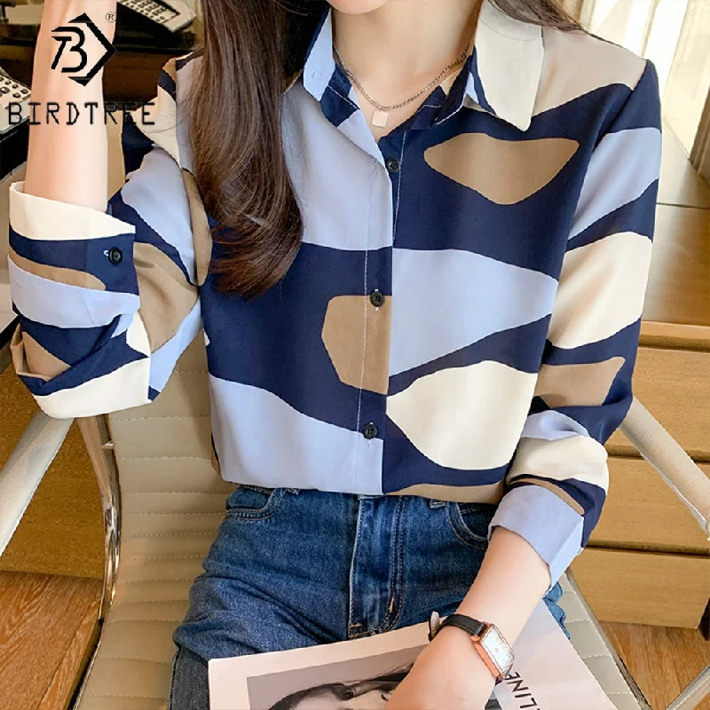 Super Sale Wholesale Women Flower Printing Shirt 2022 Autumn PNew Style Long Sleeves Female Cheap Clothes Chiffon Blouses Tops T27616X