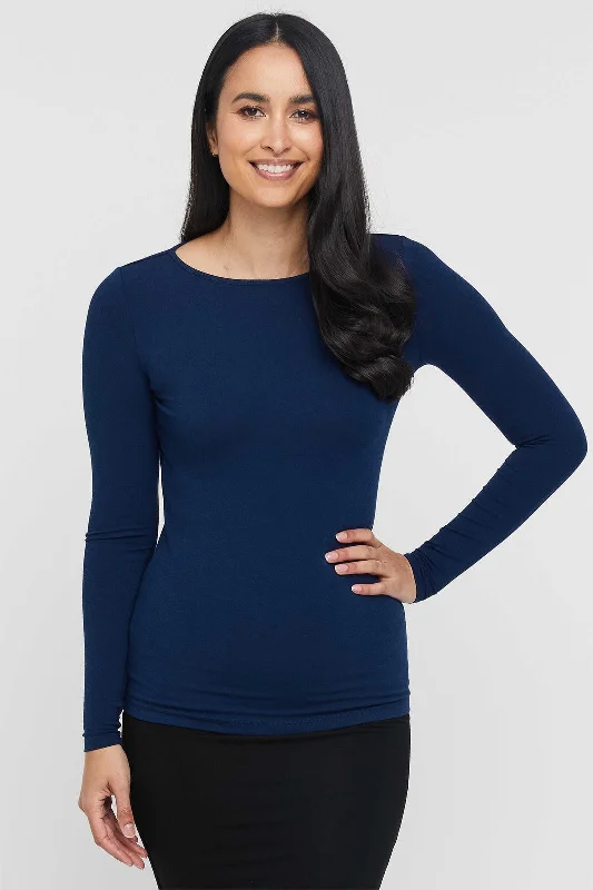 Weekend Savings Sensation Amy Boatneck Top - Navy