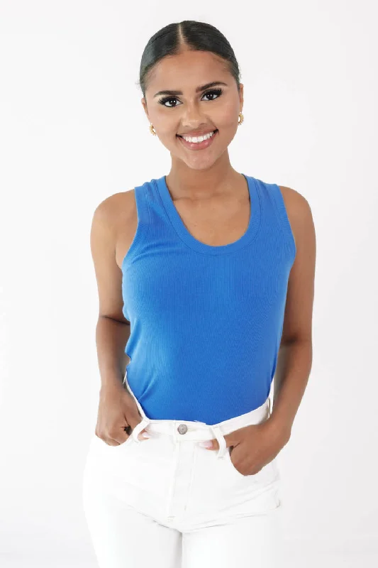 Half Price Z Supply Sirena Rib Tank - Blue Wave