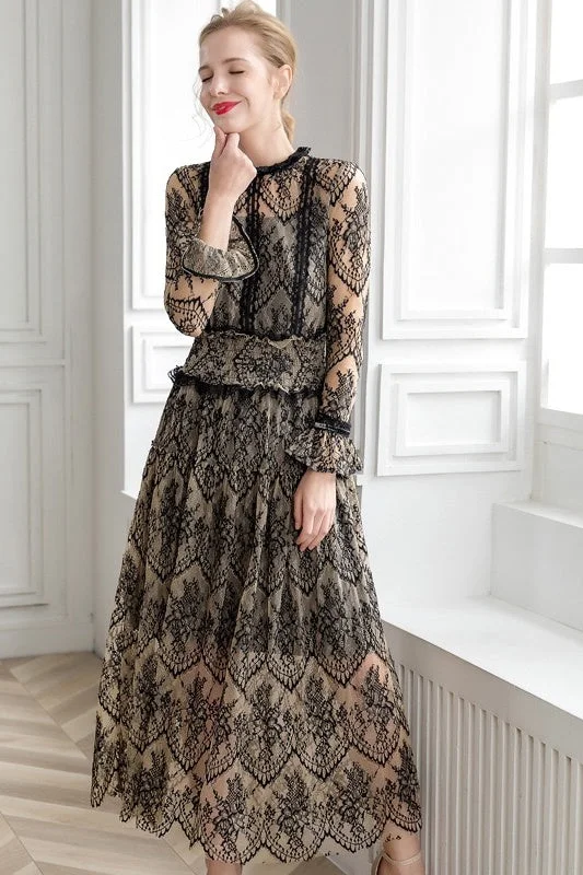 Reduced Prices Black Lace Maxi Dress