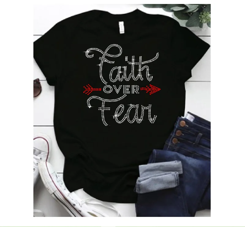 Crazy Deals XS to 4XL 2022 New arrival screen printing graphic t shirt rhinestone round neck tee plus size women's t-shirts