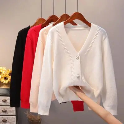 Weekend Offers That Impress 2024 New Fashion Women Girls White Spring Autumn Sweater Cardigan Jacket Long Sleeve V-neck Button Casual Tops Knitwear Sweater Weekend Offers That Impress 2024 New Fashion Women Girls White Spring Autumn Sweater Cardigan Jacket Long Sleeve V-neck Button Casual Tops Knitwear Sweater