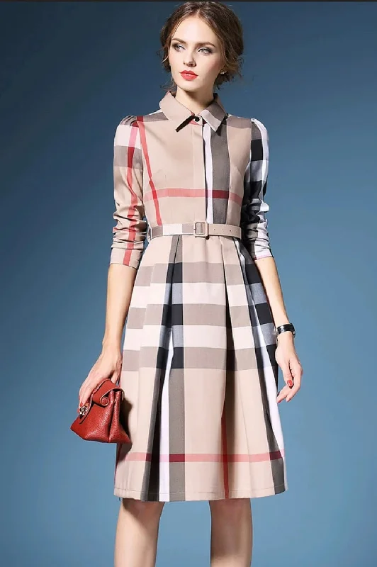 Final Clearance Plaid Dress W/ Belt