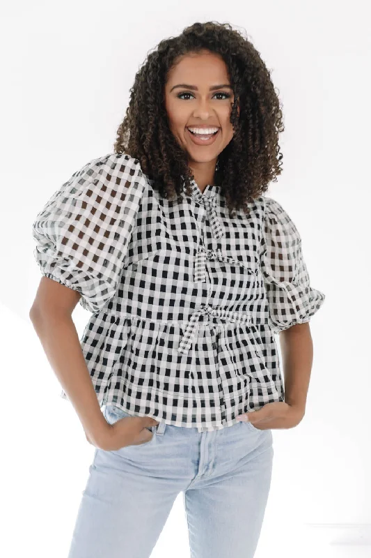 Super Deal Gingham Grace Top - Black/White