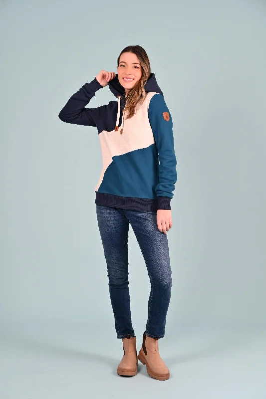 Overstock Indie Contrast Panel Hoodie Teal Mix