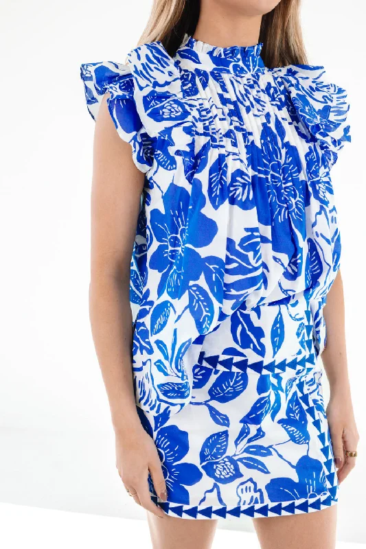 Seasonal Sale The Laken Pleated Top - Blue