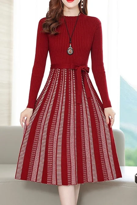 Weekend Deals to Make You Smile Knit Dress W/ Belt Detail