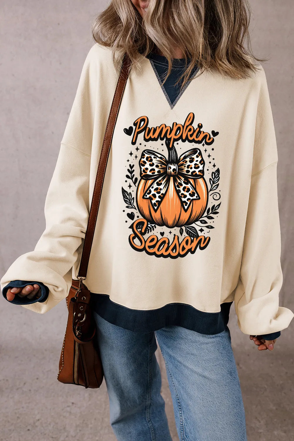 Today's Deal Pumpkin Graphic Long Sleeve Sweatshirt