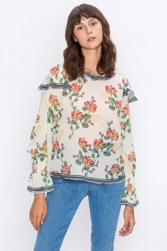 Exclusive Offer Floral Blouse W/ Bishop Sleeves