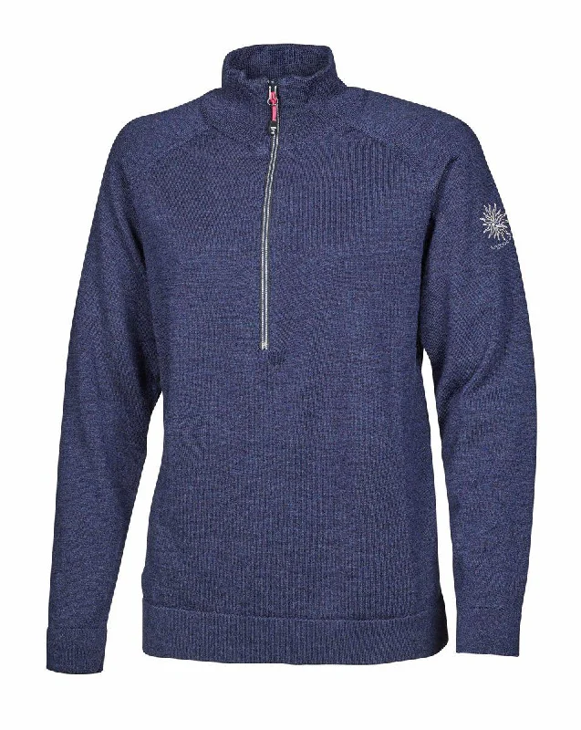 Deep Discounts JANA HALF ZIP, 100% MERINOWOLLE — STEELBLUE