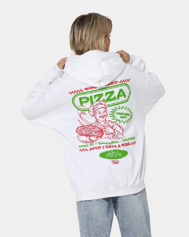 Weekend Savings Sensation Goat Crew Pizza Shop Hoodie White