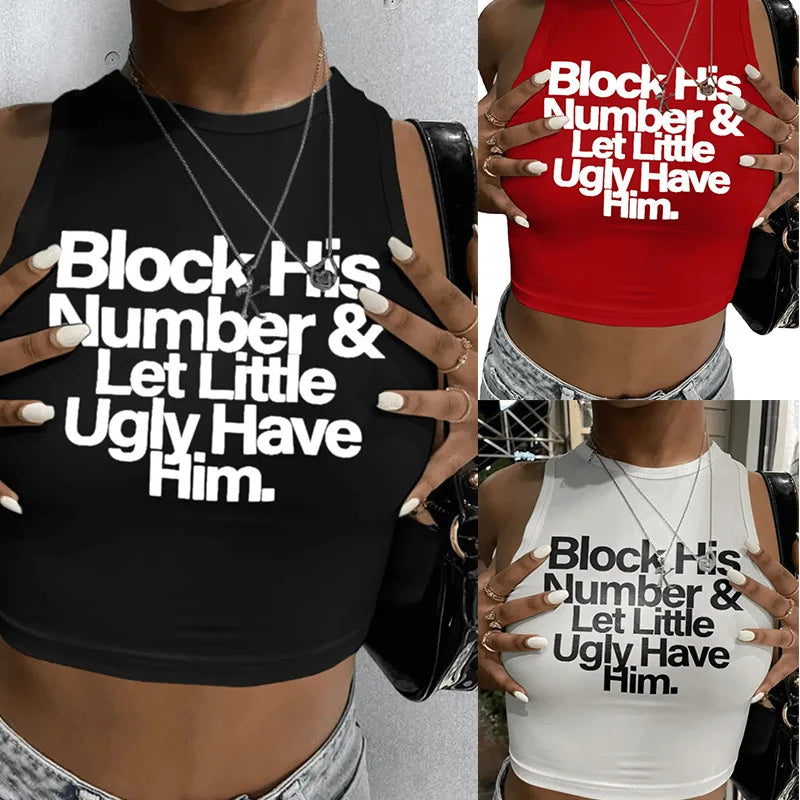 Stock Clearance Bomblook C1120TP 2024 Spring Clothes For Women Letter Print Cami Tops Vintage T Shirt Women Seamless Cotton Tank Top