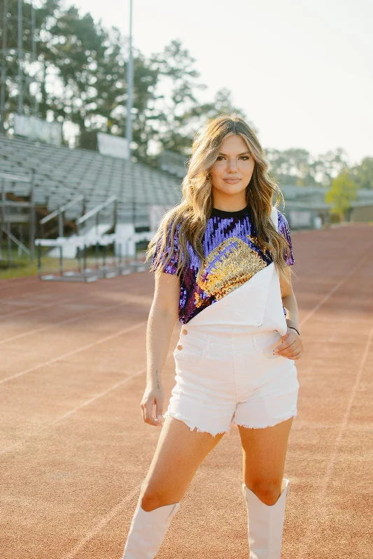 Special Price Purple & Gold Sequin Football Top