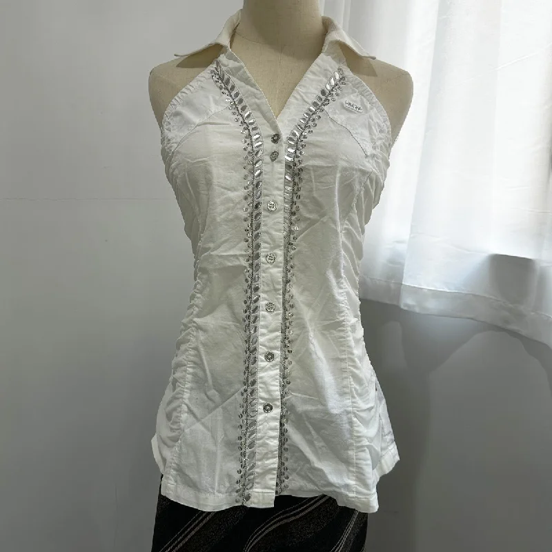 Overstock Sale Embellished Sleeveless Shirt