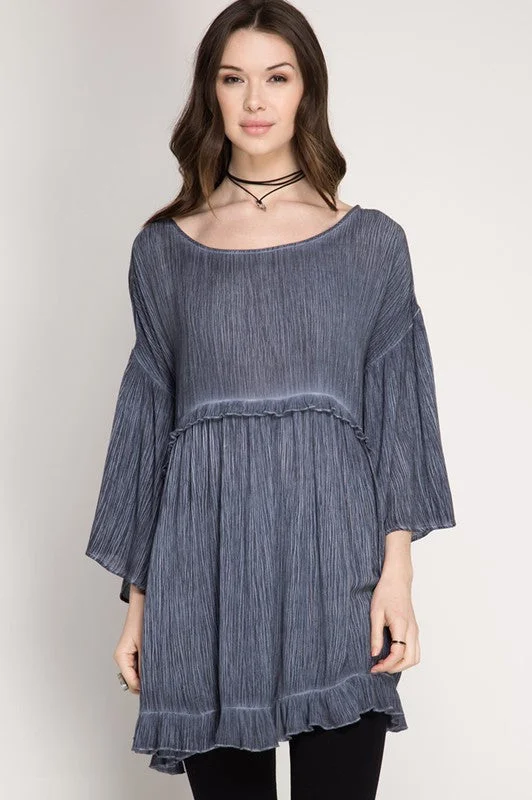 Weekend Savings Bonanza Pigment Washed Top W/ Ruffle Detail