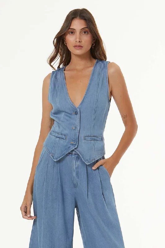 New Markdowns Veda Denim Vest // Indigo Light Wash