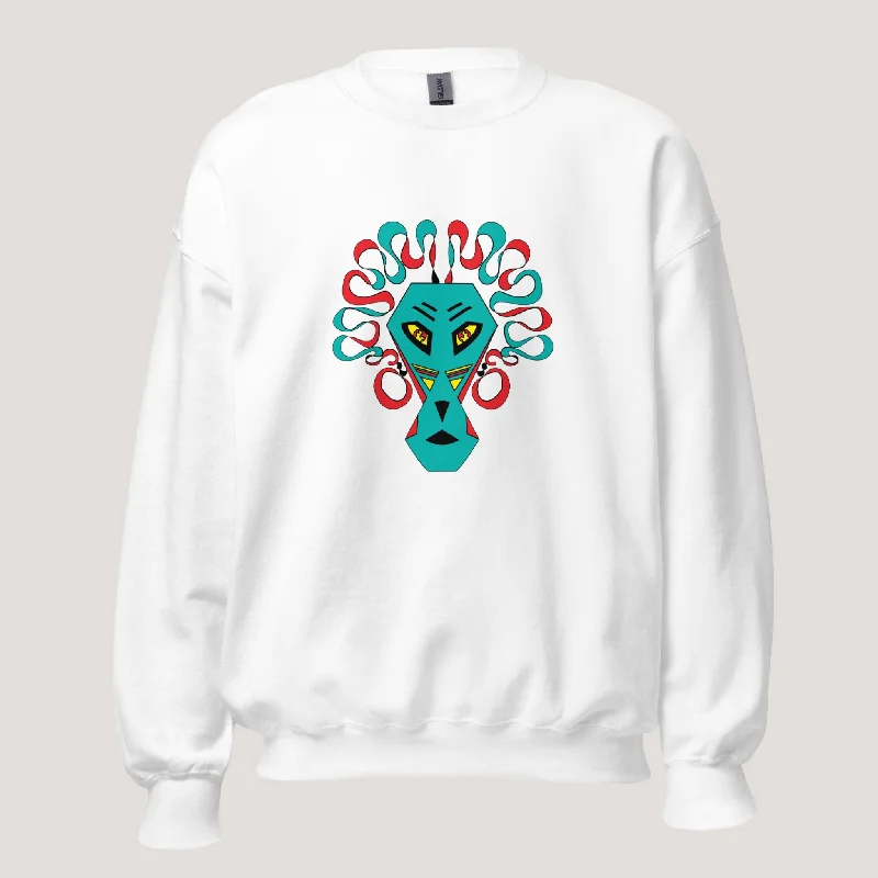 Weekend Deals to Make You Happy Artsy Print Mask Unisex Sweatshirt, Animal Print Fashion, Streetwear Style, Unique Clothing Trends
