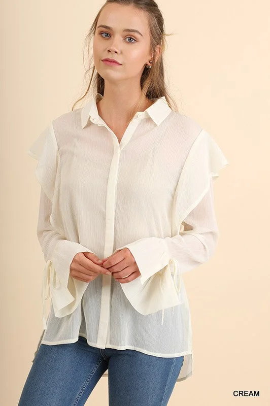 Weekend Discounts You Deserve Transparent Button Up Blouse