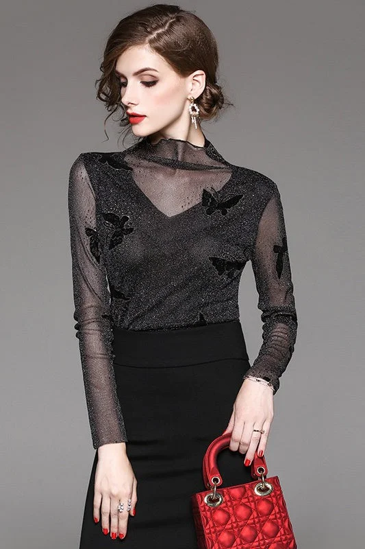 Weekend Savings Delight Butterfly Mesh Top